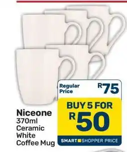 Pick n Pay Hypermarket Niceone 370ml Ceramic White Coffee Mug offer