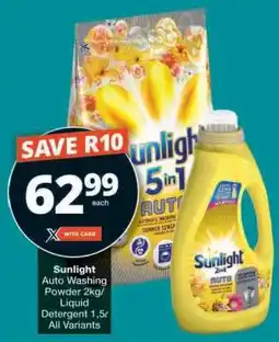 Checkers Sunlight Auto Washing Powder 2kg/Liquid Detergent 1.5L offer