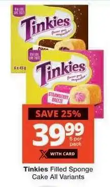 Checkers Tinkies Filled Sponge Cake All Variants offer