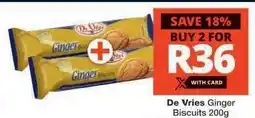 Checkers De Vries Ginger Biscuits 200g offer