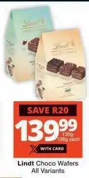 Checkers Lindt Choco Wafers All Variants offer