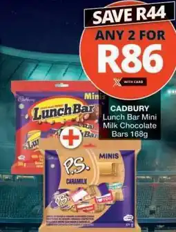 Checkers CADBURY Lunch Bar Mini Milk Chocolate Bars 168g offer