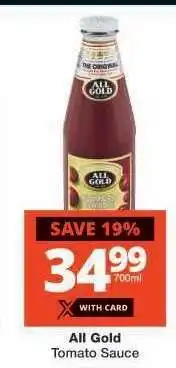 Checkers ALL GOLD Tomato Sauce offer