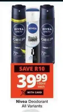 Checkers Nivea Deodorant offer