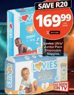 Checkers Lovies Ultra/Jumbo Pack Disposable Nappies offer