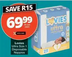 Checkers Lovies Ultra Size 1 Disposable Nappies offer