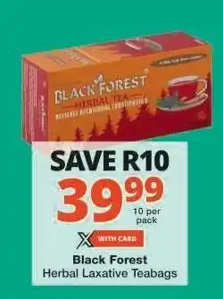 Checkers Black Forest Herbal Laxative Teabags offer