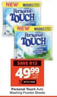 Checkers Personal Touch Auto Washing Powder Sheets offer