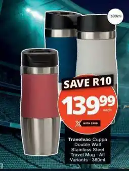 Checkers Travelvac Cuppa Double Wall Stainless Steel Travel Mug offer