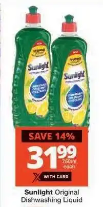 Checkers Sunlight Original Dishwashing Liquid offer