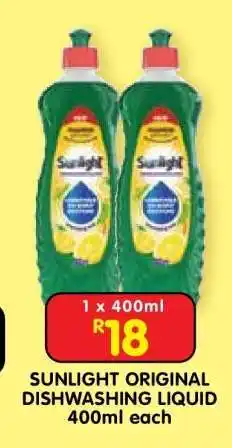 Shoprite SUNLIGHT ORIGINAL DISHWASHING LIQUID 400ml each offer