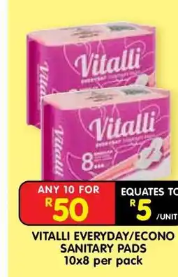 Shoprite VITALLI EVERYDAY/ECONO SANITARY PADS offer