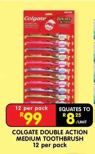 Shoprite COLGATE DOUBLE ACTION MEDIUM TOOTHBRUSH 12 per pack offer