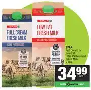 Spar Spar Full Cream Or Low Fat Ultr Pasteurised Fresh Milk-2L offer