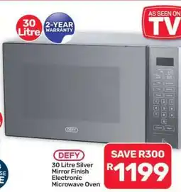 Pick n Pay Hypermarket DEFY 30 Litre Silver Mirror Finish Electronic Microwave Oven offer