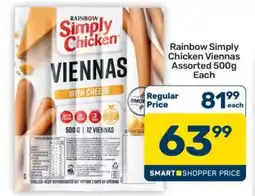 Pick n Pay Hypermarket Rainbow Simply Chicken Viennas Assorted 500g offer