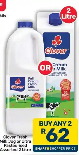 Pick n Pay Hypermarket Clover Fresh Milk Jug or Ultra Pasteurised Assorted offer
