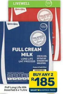Pick n Pay Hypermarket PnP Long Life Milk Assorted 6 x 1 Litre offer