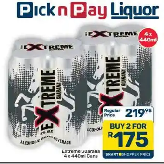 Pick n Pay Hypermarket Extreme Guarana 4 x 440ml Cans offer