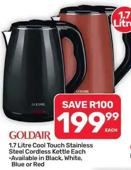 Pick n Pay Hypermarket Goldair 1.7 Litre Cool Touch Stainless Steel Cordless Kettle offer