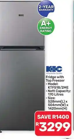 Pick n Pay Hypermarket Fridge with Top Freezer offer
