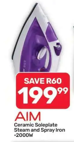 Pick n Pay Hypermarket AIM Ceramic Soleplate Steam and Spray Iron offer