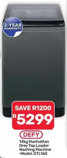 Pick n Pay Hypermarket DEFY 14kg Manhattan Grey Top Loader Washing Machine offer