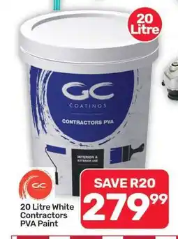 Pick n Pay Hypermarket 20 Litre White Contractors PVA Paint offer