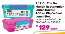 Game Addis On The Go Munch Rectangular Lunch Box OR Clip 'n Seal Lunch Box offer