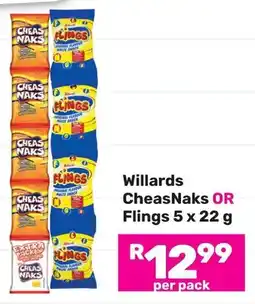 Game Willards CheasNaks OR Flings offer