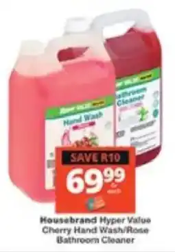 Checkers Housebrand Hyper Value Cherry Hand Wash/ Rose Bathroom Cleaner offer