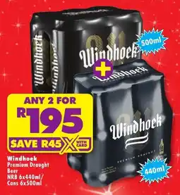 Shoprite Liquor Windhoek Premium Draught Beer NRB/ Cans offer