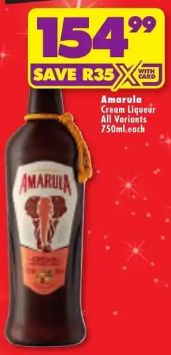 Shoprite Liquor Amarula Cream Liqueur All Variants offer