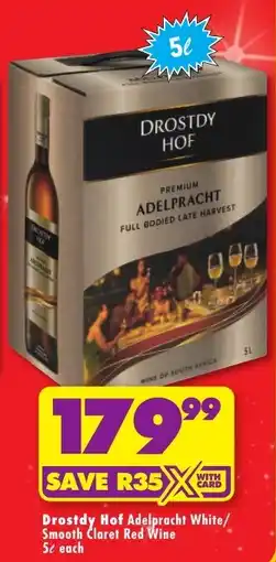 Shoprite Liquor Drostdy Hof Adelpracht White/ Smooth Claret Red Wine offer