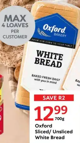 Oxford Freshmarket Oxford Sliced/Unsliced White Bread offer