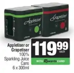 Spar Tops Appletiser or Grapetiser 100% Sparkling Juice Cans offer