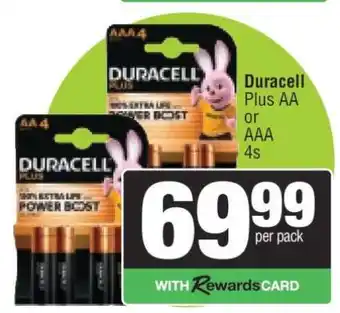 Spar Duracell Plus AA or AAA 4s offer