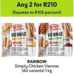 Makro Rainbow Simply Chicken Viennas offer