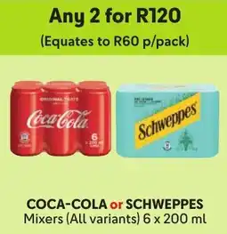 Makro Coca-Cola or Schweppes Mixers offer