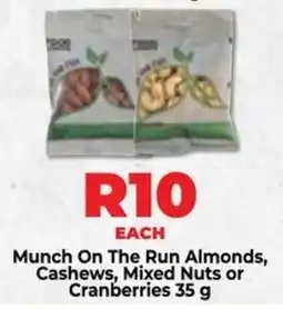 Food Lover's Market Munch On The Run Almonds, Cashews, Mixed Nuts or Cranberries offer