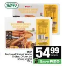 Spar Spar - beechwood smoked viennas chicken, chicken and cheese or chili offer