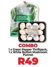 Food Lover's Market Green pepper thriftpack, white button mushroom punnet offer