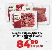 Food Lover's Market Beef goulash, stir-fry or tenderised steaks offer
