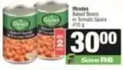 SuperSpar Rhodes - baked beans in tomato sauce offer