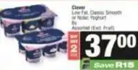SuperSpar Clover - low fat, classic smooth or nolaic yoghurt offer