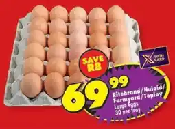 Shoprite Ritebrand/Nulaid/Farmyard/Toplay Large Eggs offer