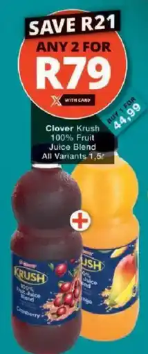 Checkers Clover Krush 100% Fruit Juice Blend offer