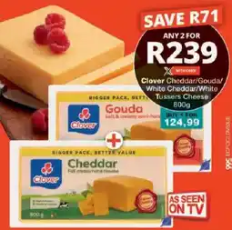 Checkers Clover Cheddar/Gouda/White Cheddar/White Tussers Cheese offer