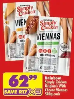 Shoprite Rainbow Simply Chicken Viennas Original offer