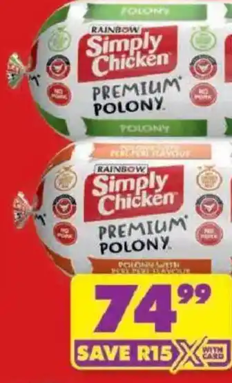 Shoprite Rainbow Simply Chicken Premium Polony offer